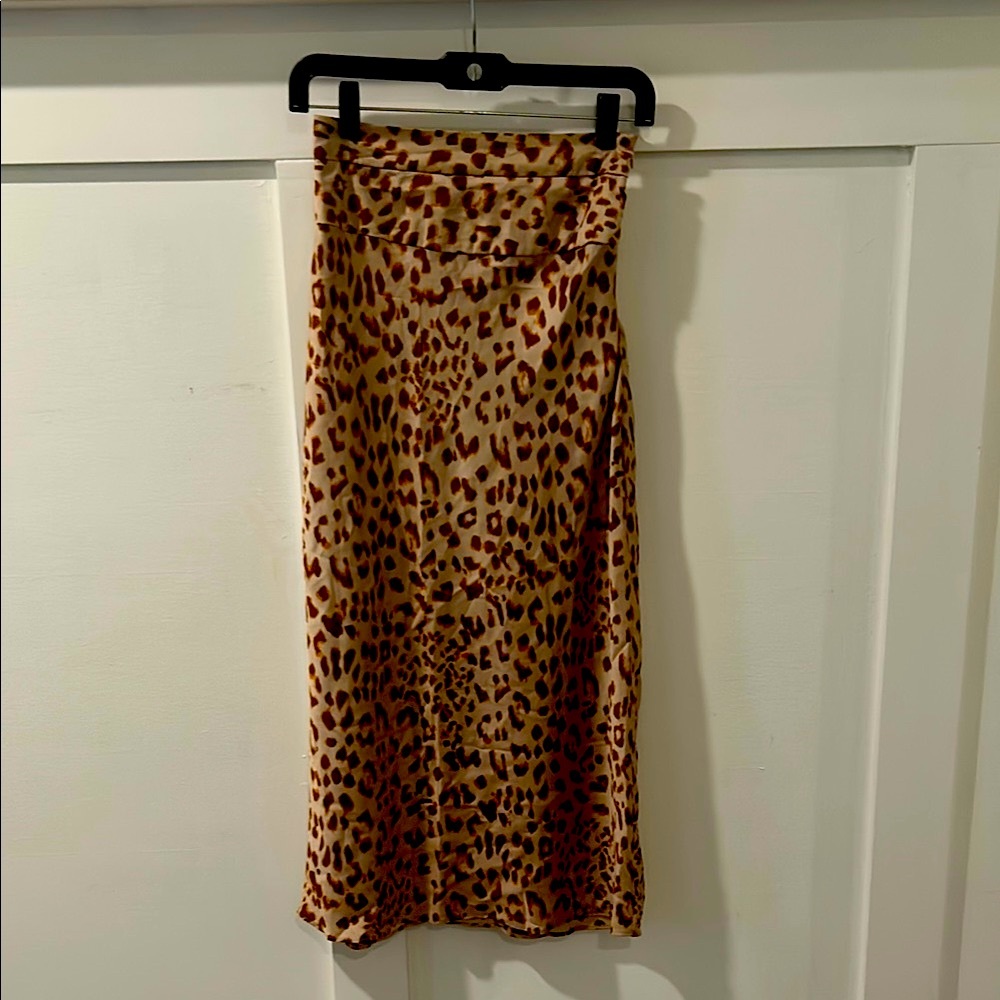 FREE PEOPLE Silk Leopard  Print Women's Skirt